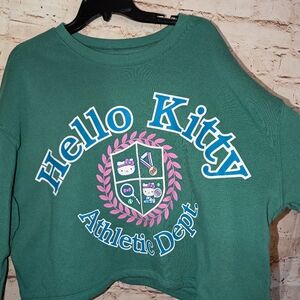 ❤️Women's Hello Kitty Athletic Dept. Graphic Cropped Sweatshirt, Green, Size XXL